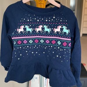 Jumping Beans Navy Blue Sweatshirt with Unicorns, Snowflakes & Sparkles Size 3T